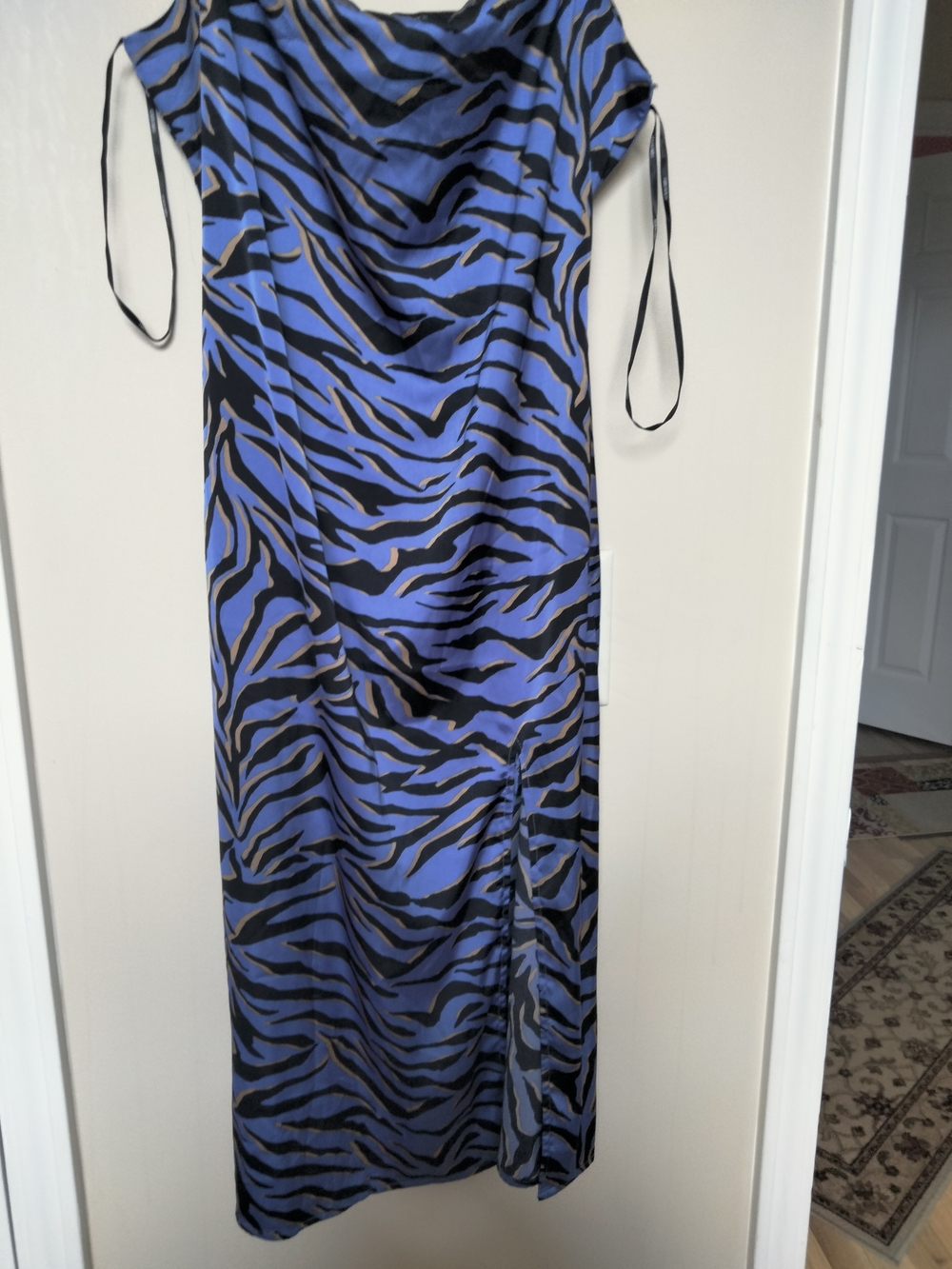 Forever 21 Blue and Black Zebra Print Maxi Dress